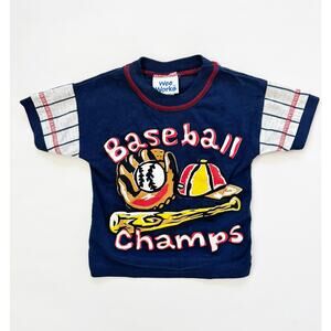 Vintage 80s Wee Works Toddler Baseball Tee Navy Blue 2T